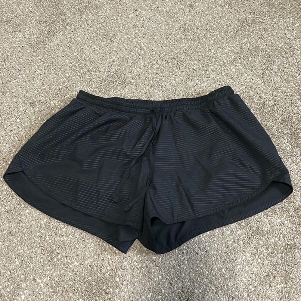 Womens black striped athletic shorts